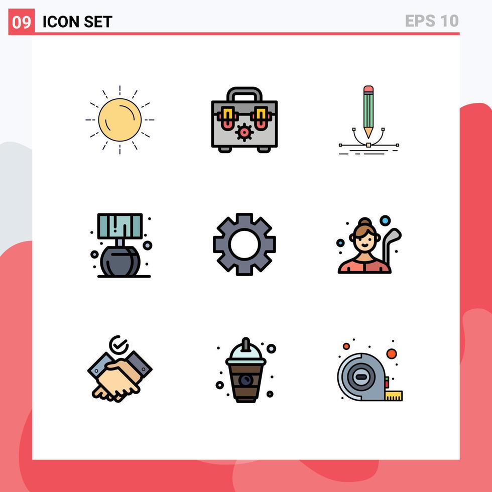 Universal Icon Symbols Group of 9 Modern Filledline Flat Colors of setting lump illustration living draw Editable Vector Design Elements