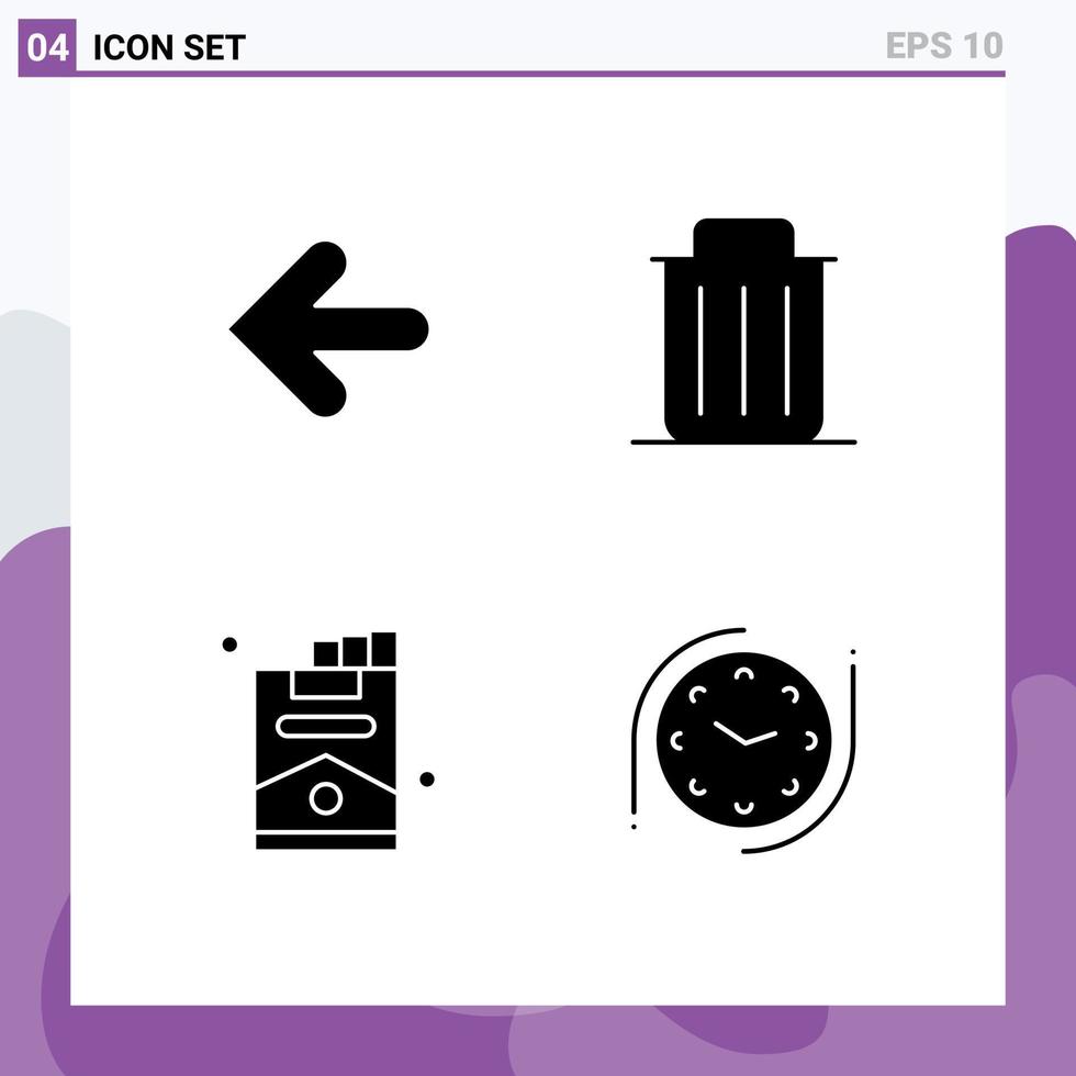 Pictogram Set of Simple Solid Glyphs of arrow cigar point back recycle smoking Editable Vector Design Elements