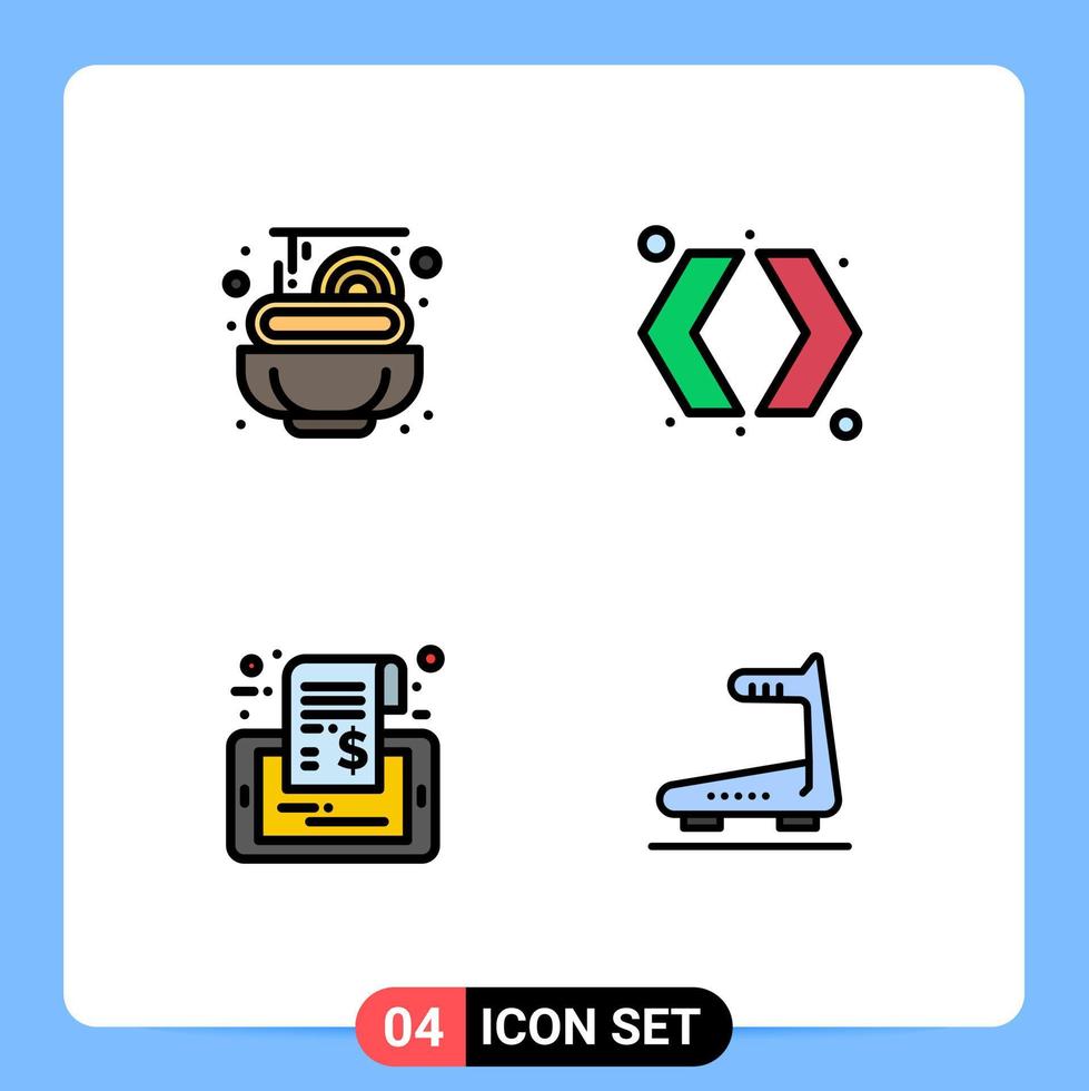 Universal Icon Symbols Group of 4 Modern Filledline Flat Colors of food phone arrows right tag Editable Vector Design Elements