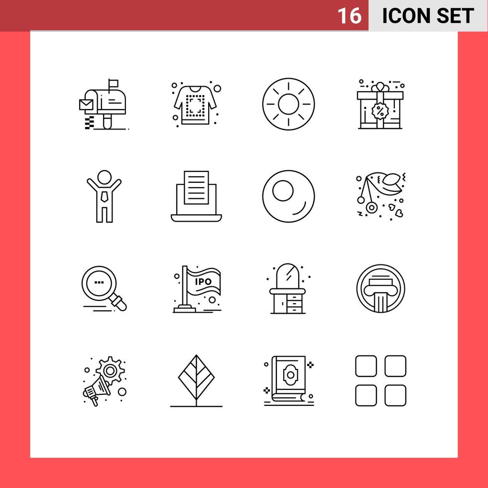 16 Universal Outline Signs Symbols of achievement discount fruit card tropical Editable Vector Design Elements