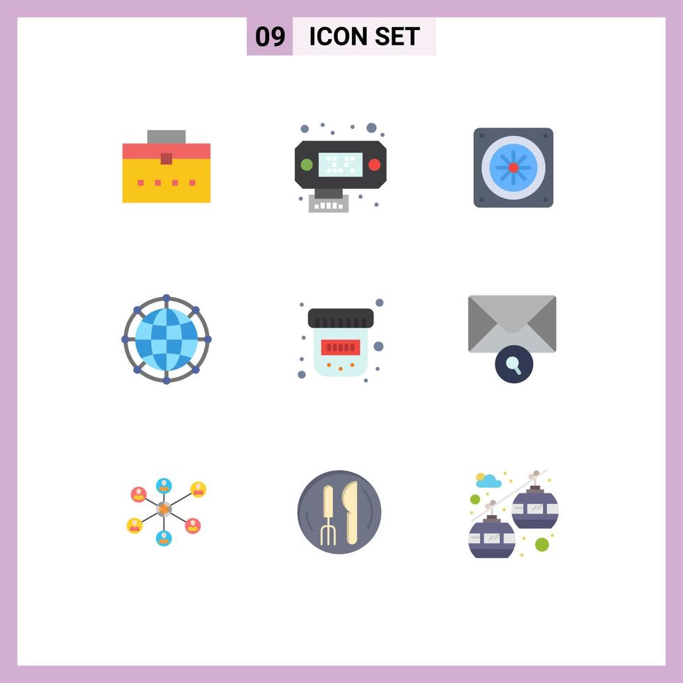 Stock Vector Icon Pack of 9 Line Signs and Symbols for medical bottle cooling technology internet Editable Vector Design Elements