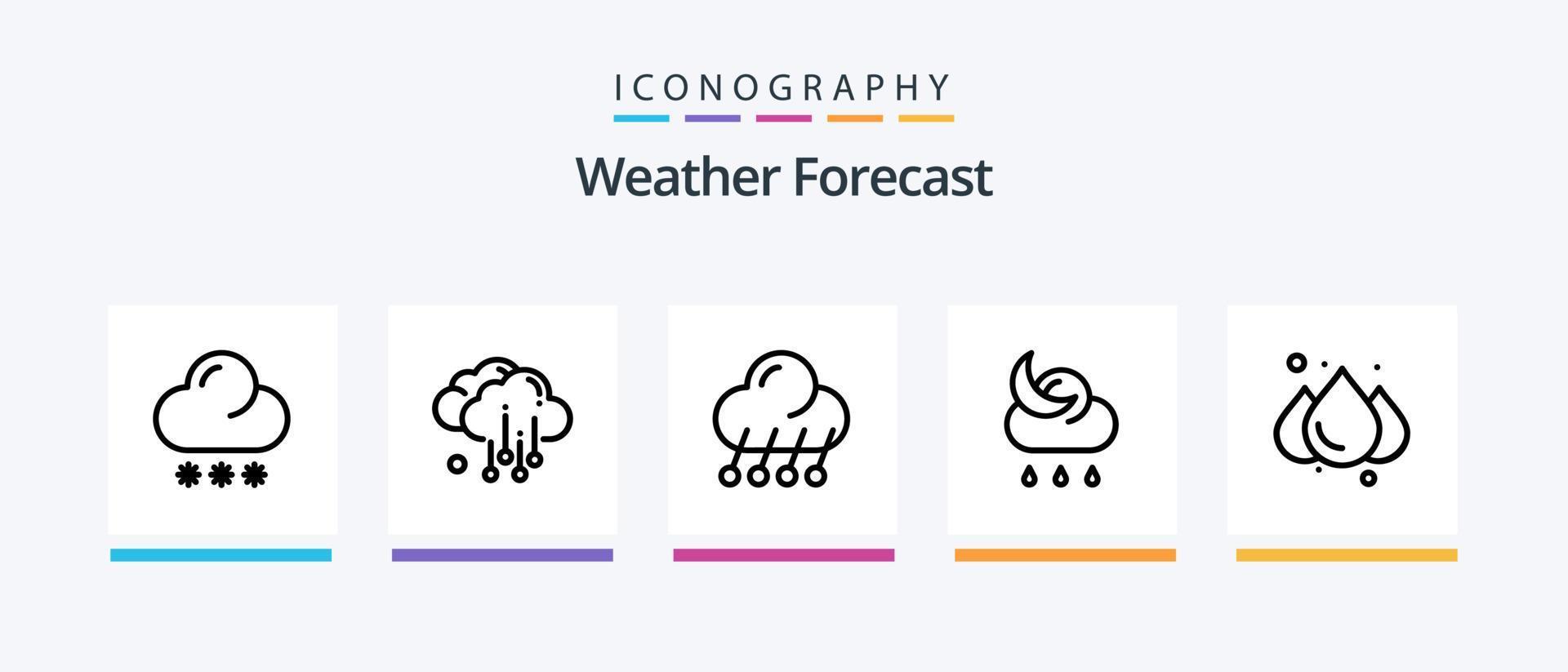 paquete de iconos de la línea meteorológica 5 que incluye . clima. rostro. cálido. frío. diseño de iconos creativos vector