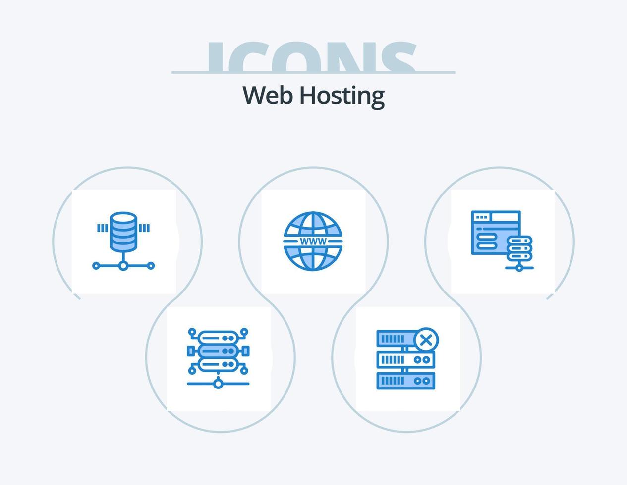 Web Hosting Blue Icon Pack 5 Icon Design. web. network server. server. database. system vector
