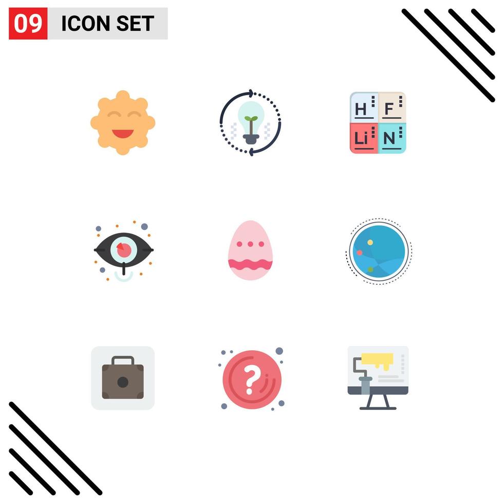 9 User Interface Flat Color Pack of modern Signs and Symbols of decoration marketing periodic market business Editable Vector Design Elements