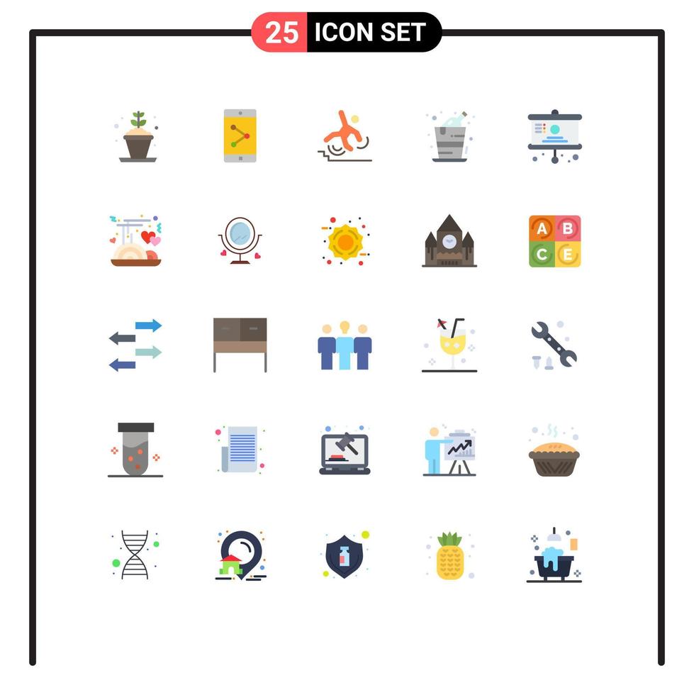 Universal Icon Symbols Group of 25 Modern Flat Colors of chart party crash celebration alcohol Editable Vector Design Elements