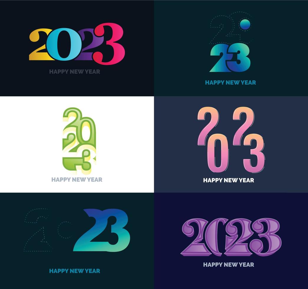 Big Collection of 2023 Happy New Year symbols Cover of business diary for 2023 with wishes vector