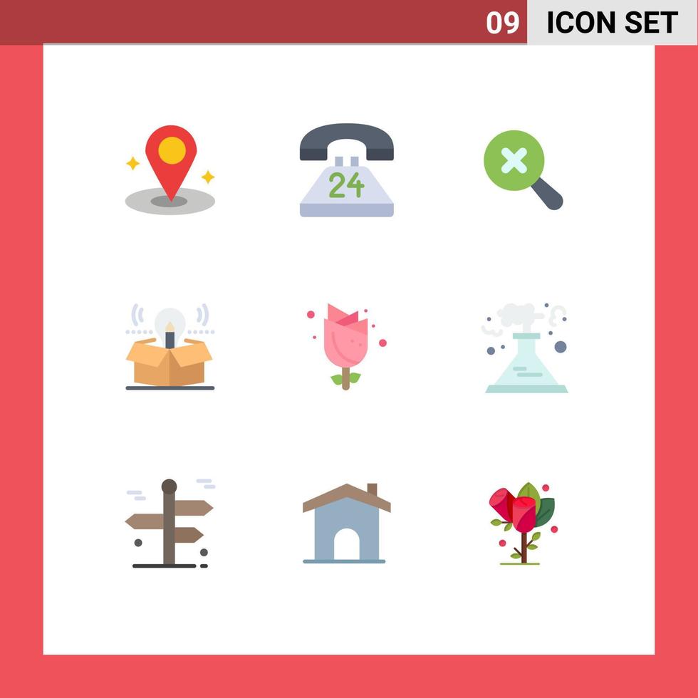 Mobile Interface Flat Color Set of 9 Pictograms of easter solution in idea package Editable Vector Design Elements