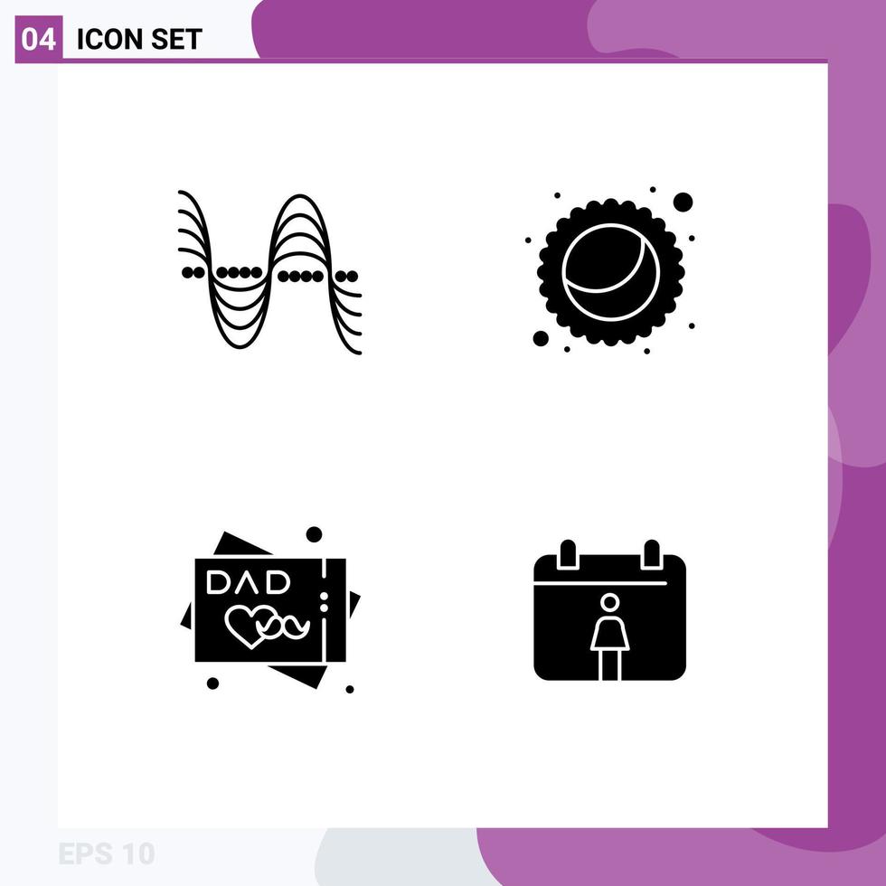 4 Solid Glyph concept for Websites Mobile and Apps frequency greeting card pressure moon calendar Editable Vector Design Elements