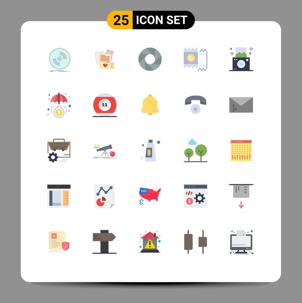 25 User Interface Flat Color Pack of modern Signs and Symbols of regular valentine wedding lover condom Editable Vector Design Elements