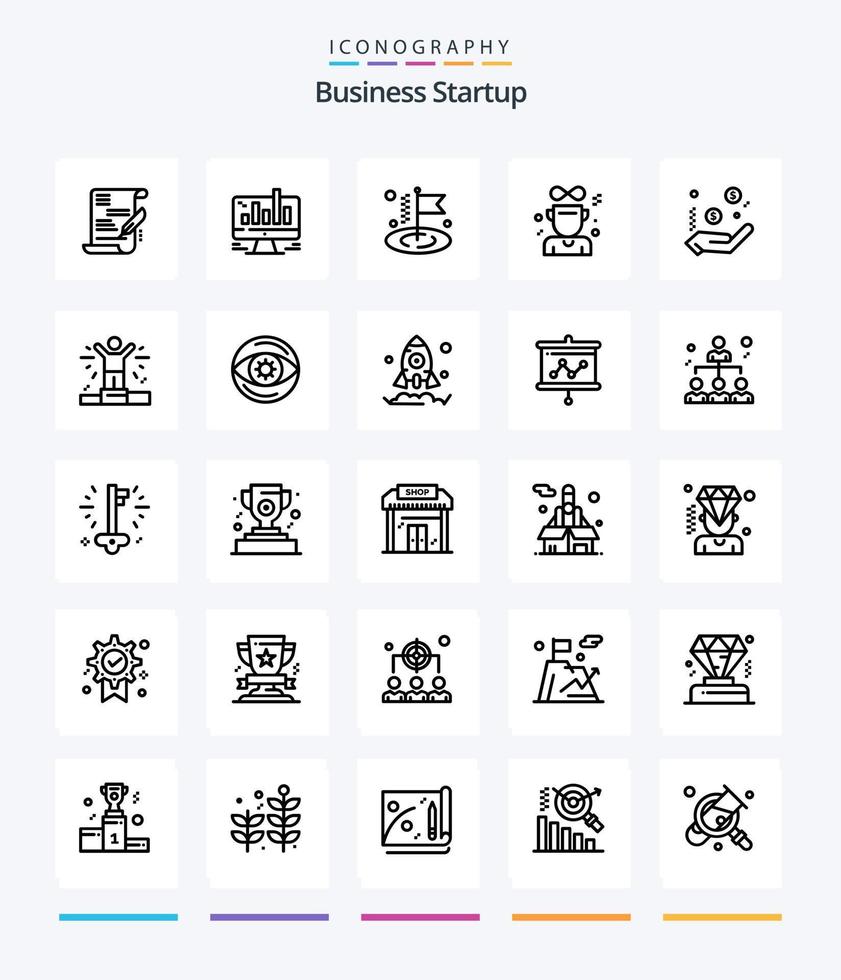 Creative Business Startup 25 OutLine icon pack  Such As winner . award . graph . . flag vector