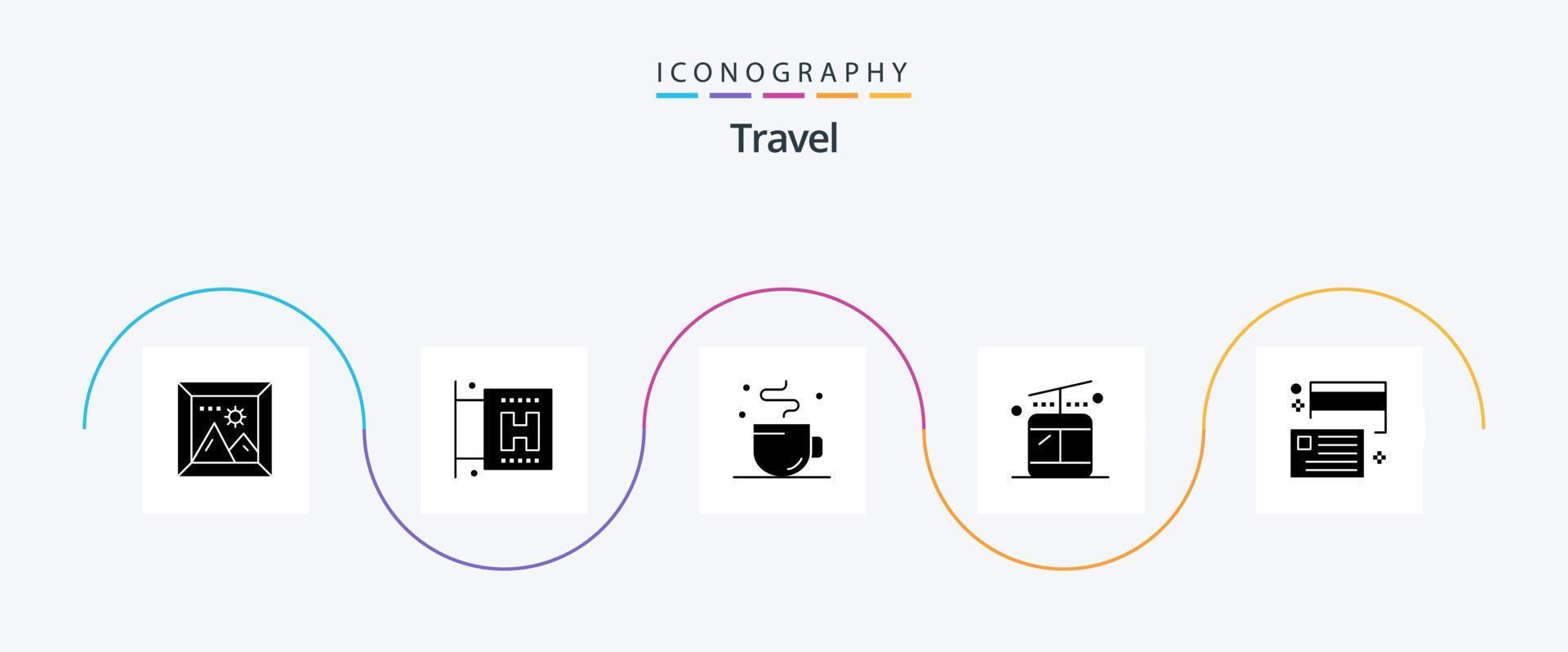 Travel Glyph 5 Icon Pack Including credit. card. coffee. borrow. regular vector