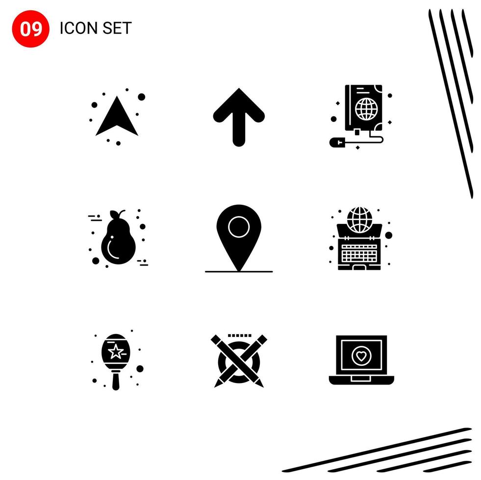 Pictogram Set of 9 Simple Solid Glyphs of location candle mouse thanksgiving fruit Editable Vector Design Elements