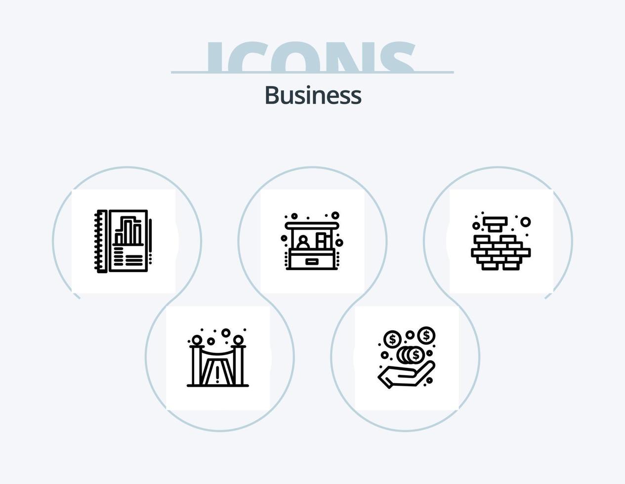 Business Line Icon Pack 5 Icon Design. solving. mind. social. logic. support vector