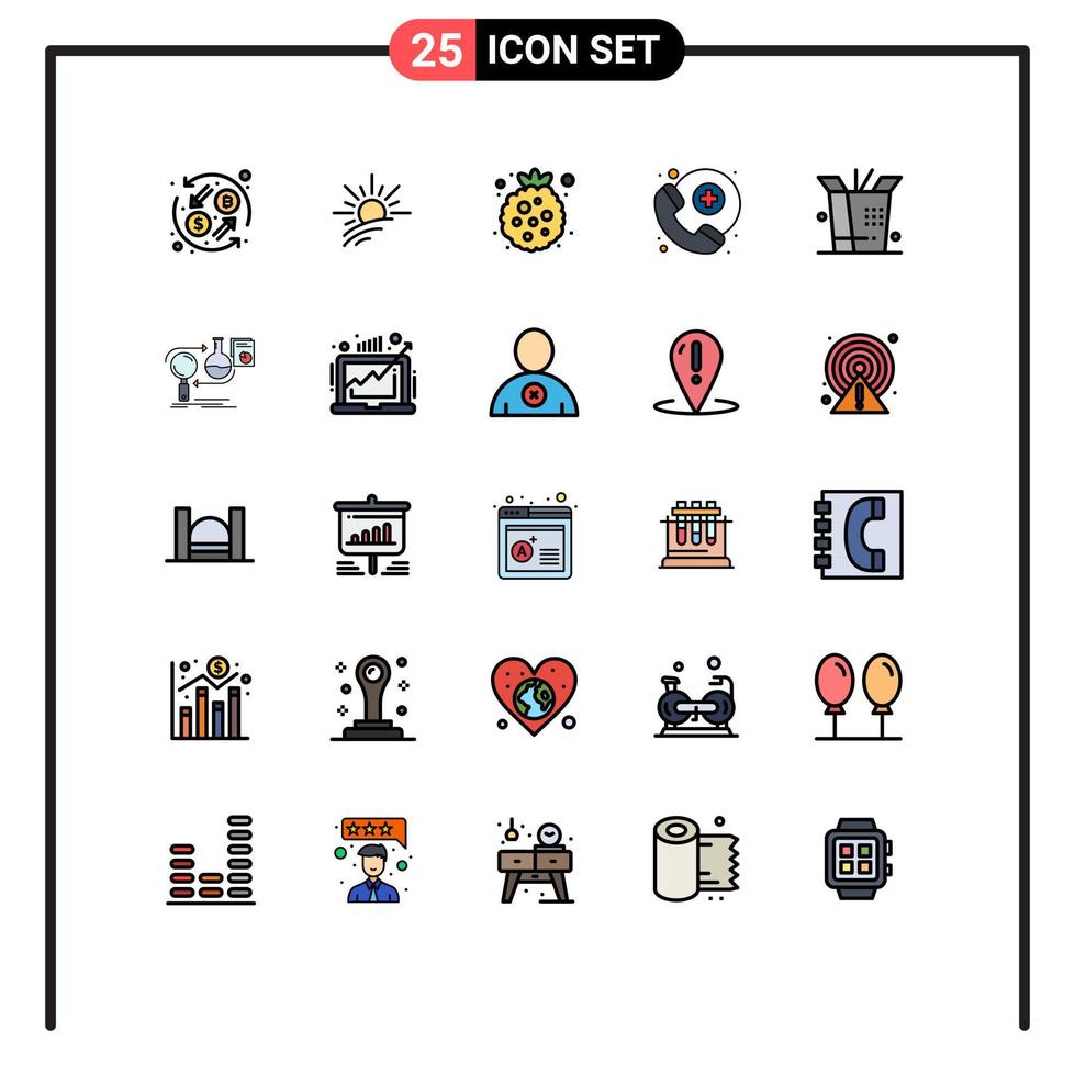 Set of 25 Modern UI Icons Symbols Signs for analysis food berry service doctor on call Editable Vector Design Elements