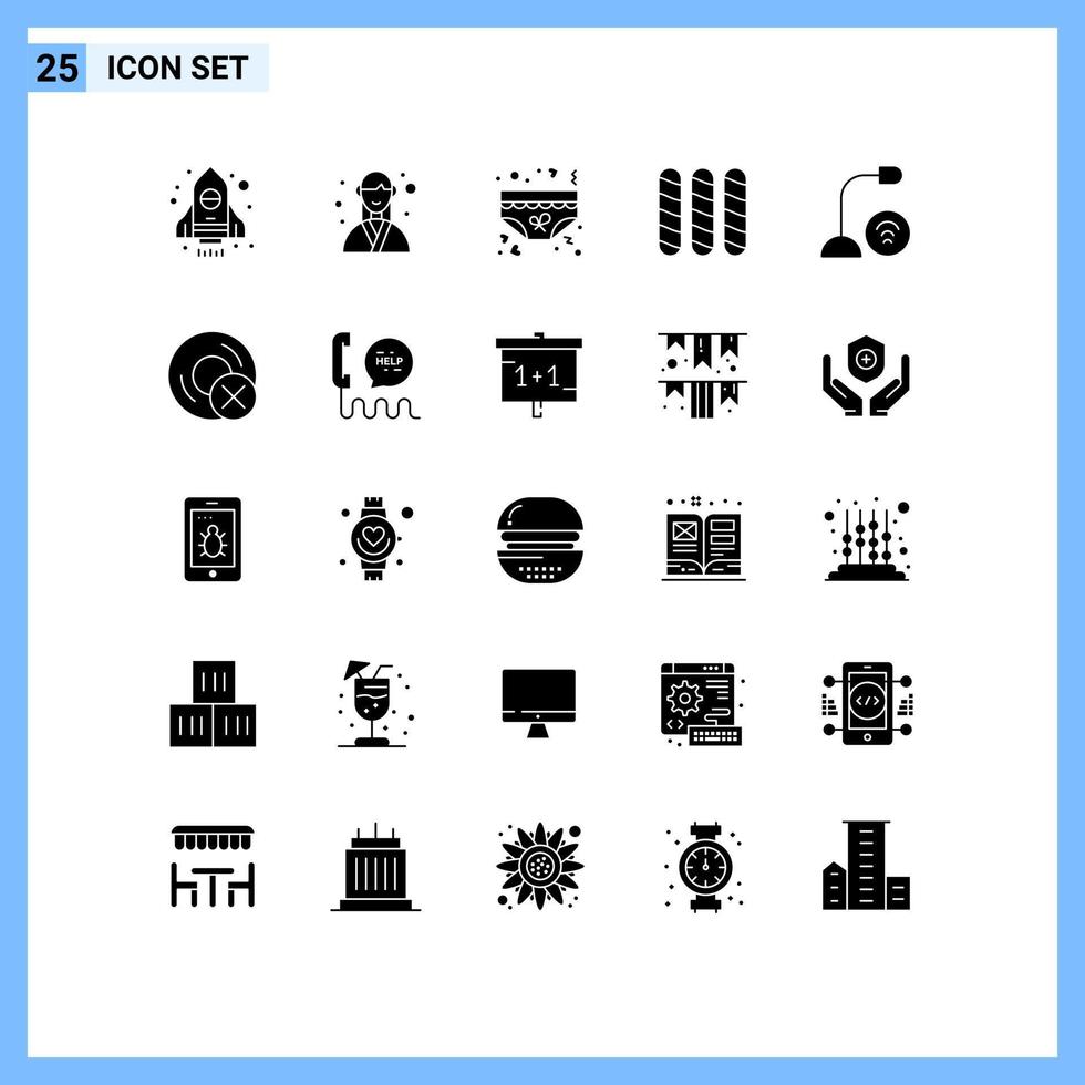 Pictogram Set of 25 Simple Solid Glyphs of devices loaf clothing french romance Editable Vector Design Elements