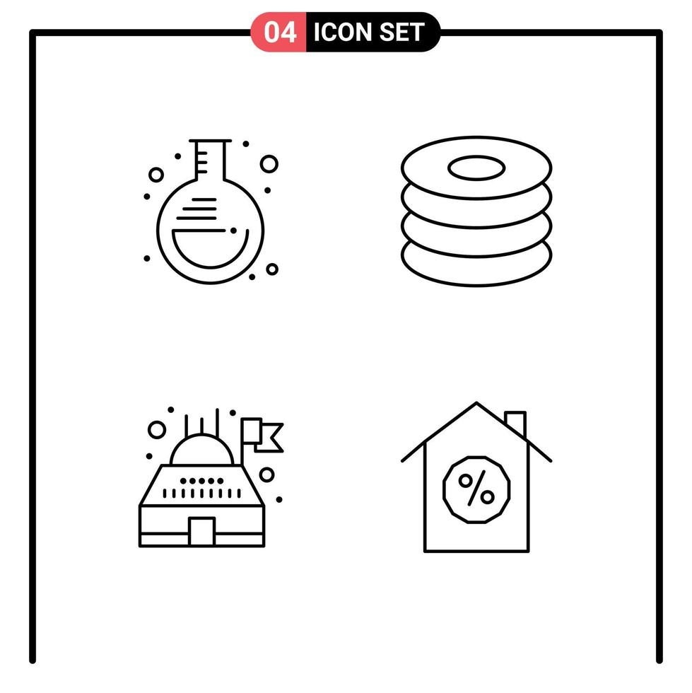 Concepto de 4 líneas para sitios web móviles y aplicaciones experimento observatorio laboratorio casa de alimentos elementos de diseño vectorial editables vector