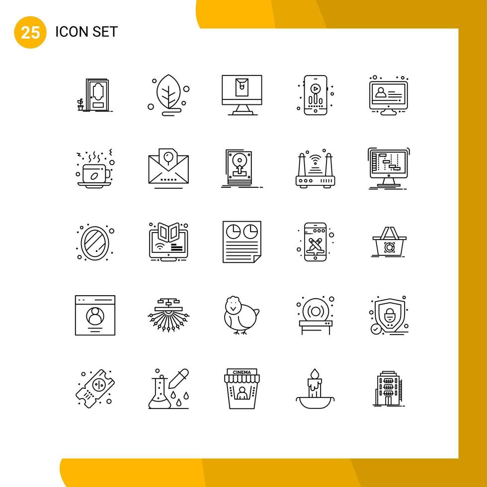 Universal Icon Symbols Group of 25 Modern Lines of winter education email e learning hobbies Editable Vector Design Elements