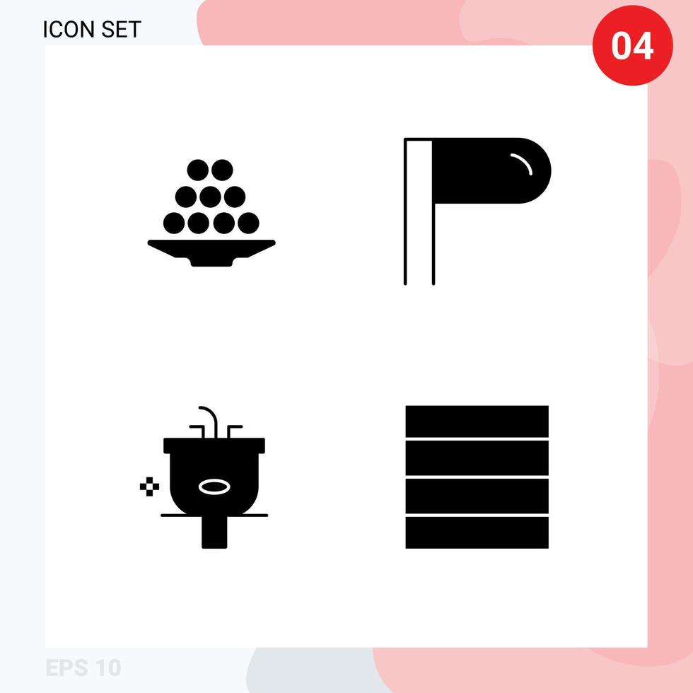 Set of Modern UI Icons Symbols Signs for bowl basin indian treat cleaning Editable Vector Design Elements