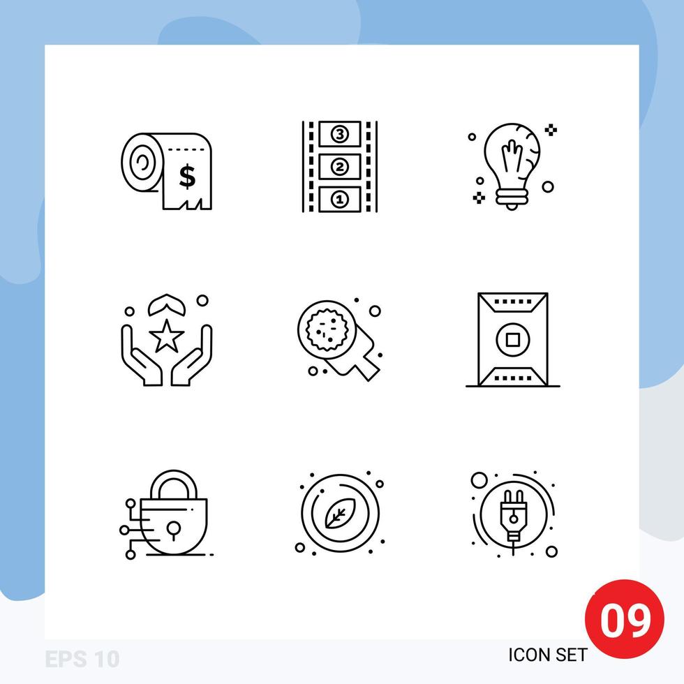 9 Universal Outlines Set for Web and Mobile Applications islam muslim mind dua light Editable Vector Design Elements