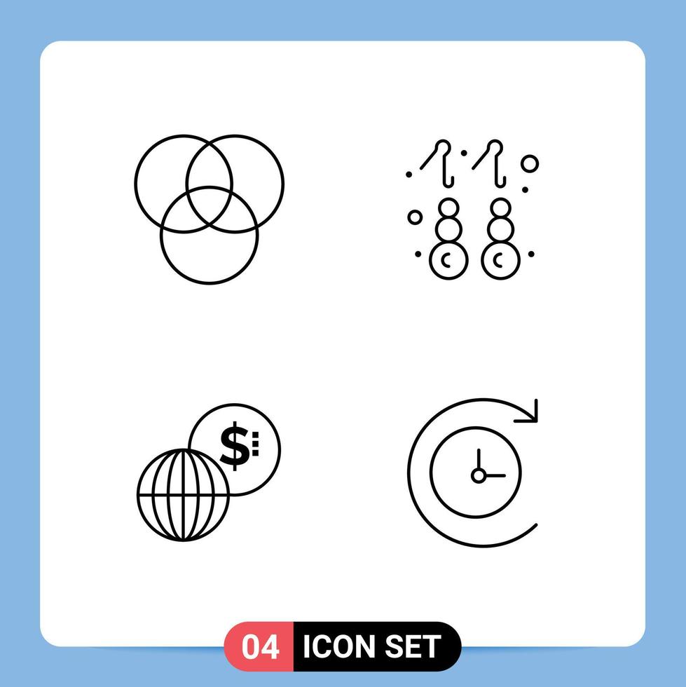 Group of 4 Filledline Flat Colors Signs and Symbols for rgb backup gold global 78 Editable Vector Design Elements
