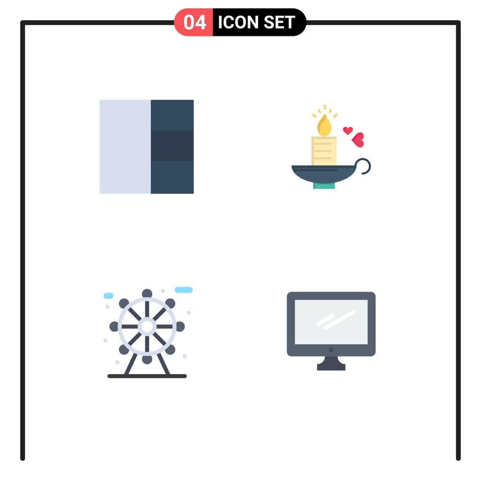 4 Universal Flat Icon Signs Symbols of grid computer love city device Editable Vector Design Elements