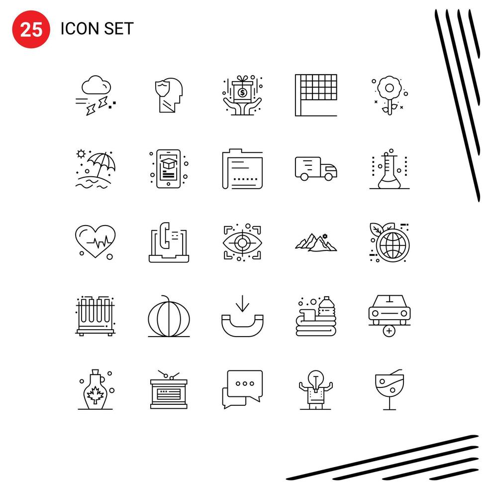 Universal Icon Symbols Group of 25 Modern Lines of plent sports user flag reward Editable Vector Design Elements