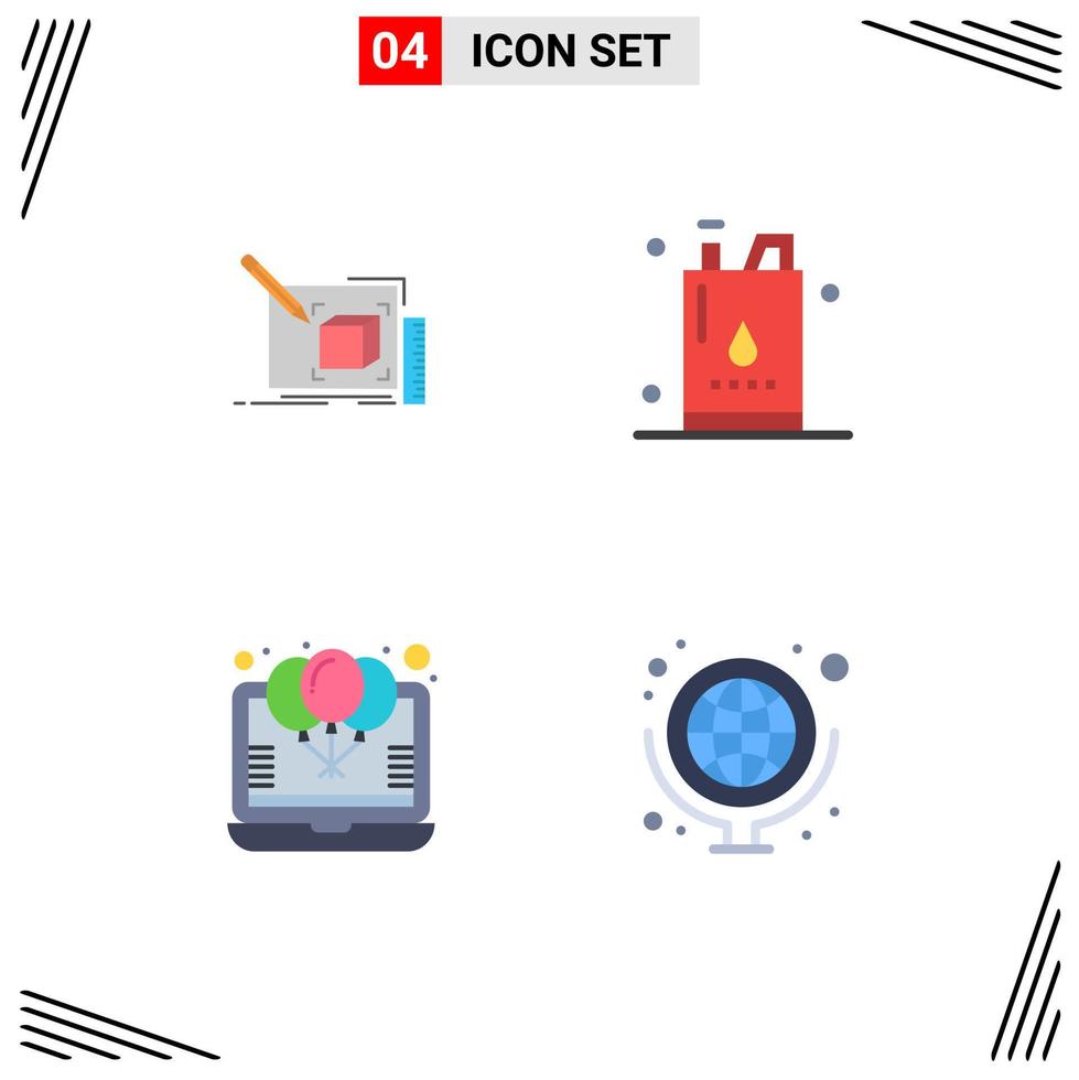 Modern Set of 4 Flat Icons Pictograph of drawing power line energy discount Editable Vector Design Elements