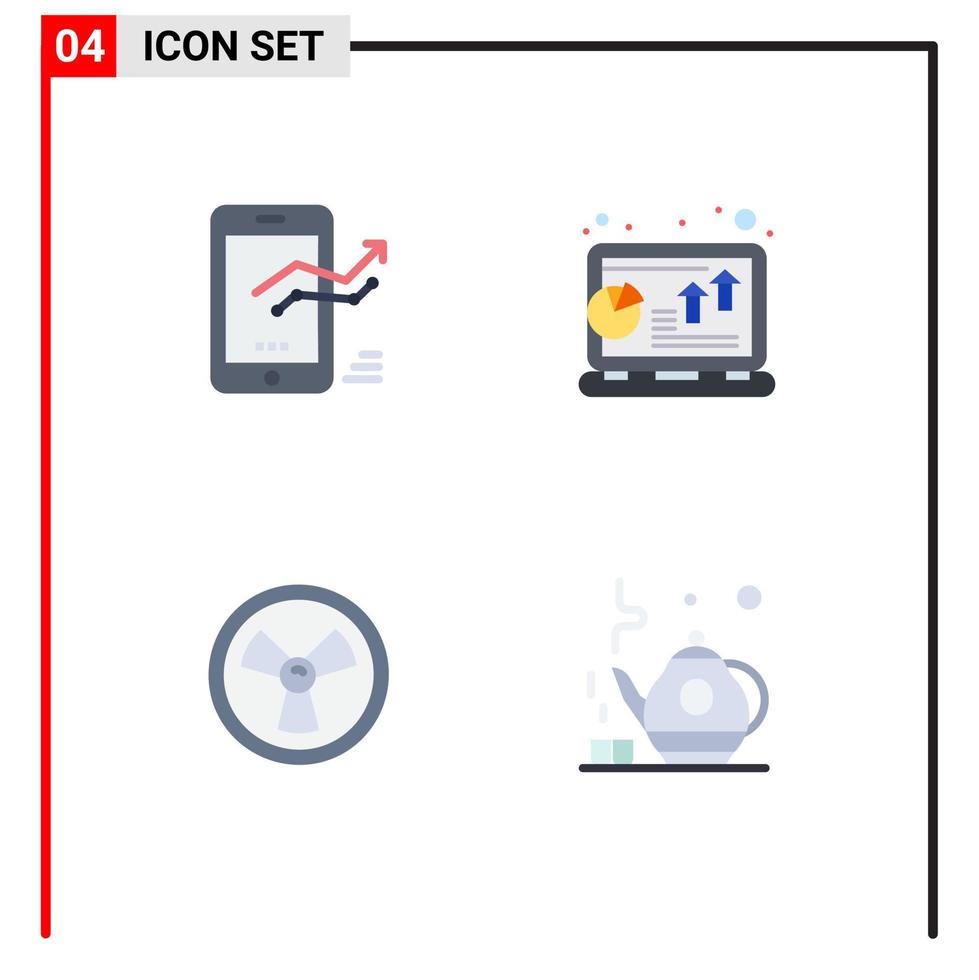 Group of 4 Flat Icons Signs and Symbols for chart profit progress chart chemist Editable Vector Design Elements