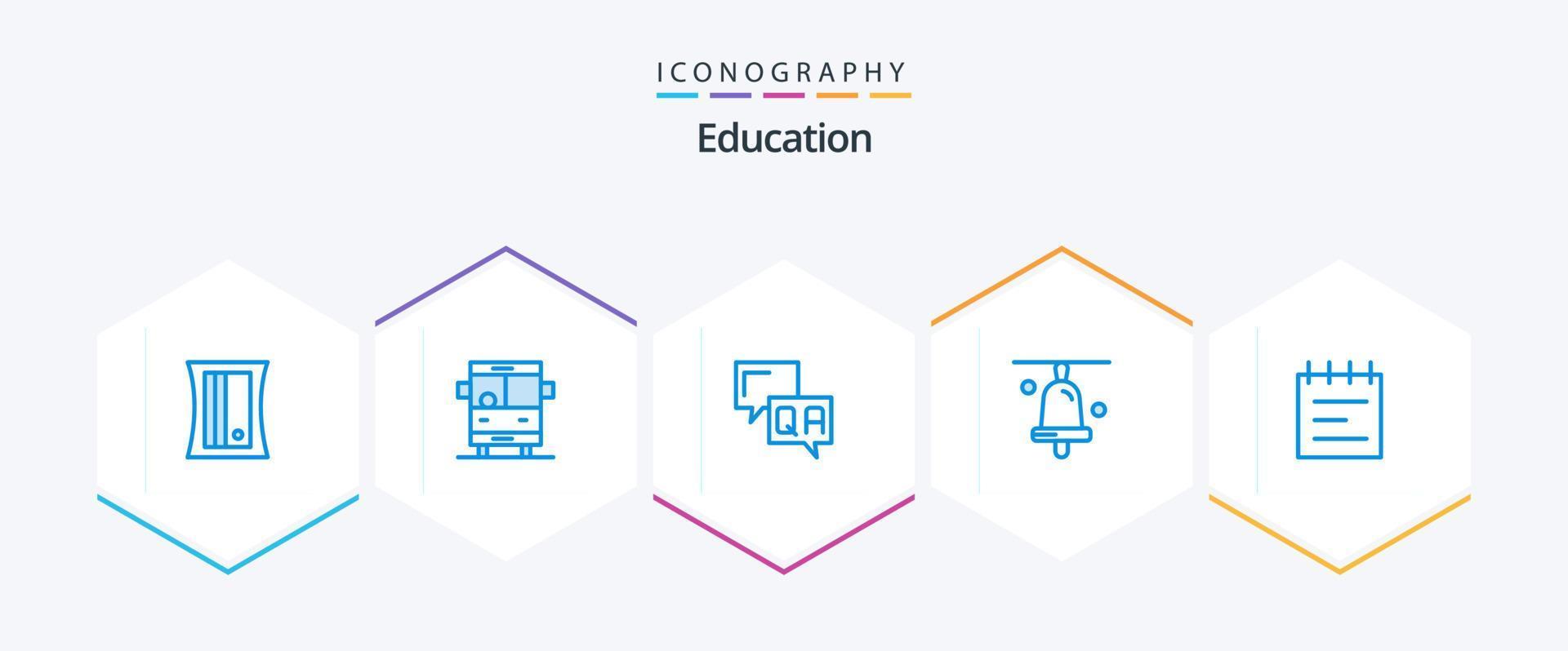 educación 25 paquete de iconos azules que incluye . educación. campana. información vector