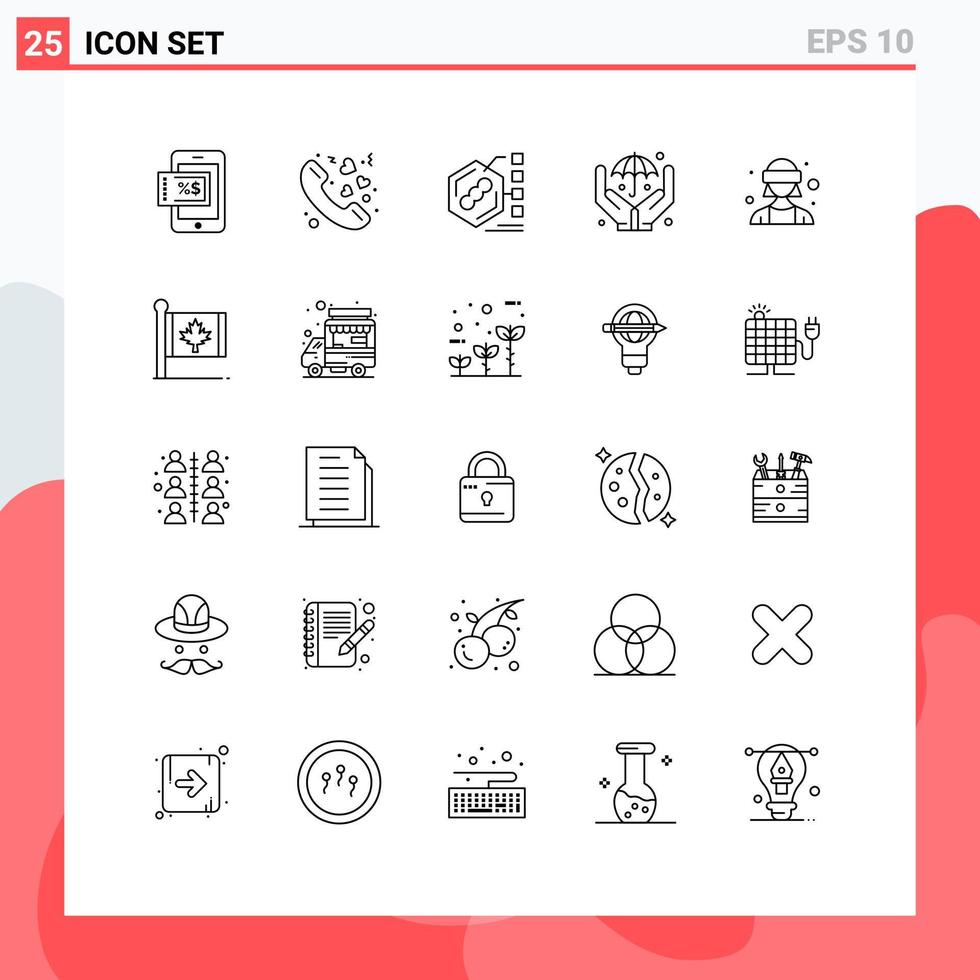 Set of 25 Commercial Lines pack for virtual reality avatar biochemical safe hands Editable Vector Design Elements