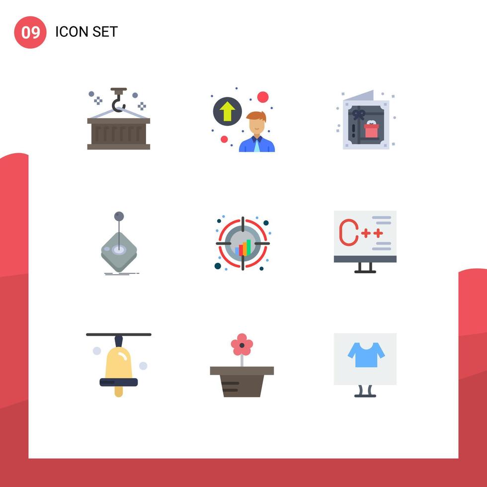 9 Creative Icons Modern Signs and Symbols of chart joystick birthday gaming arcade Editable Vector Design Elements