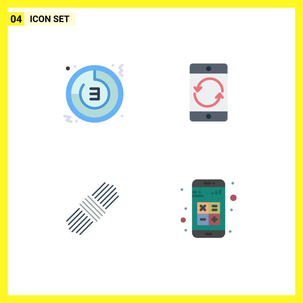 Modern Set of 4 Flat Icons and symbols such as countdown mobile clock cellphone pack Editable Vector Design Elements