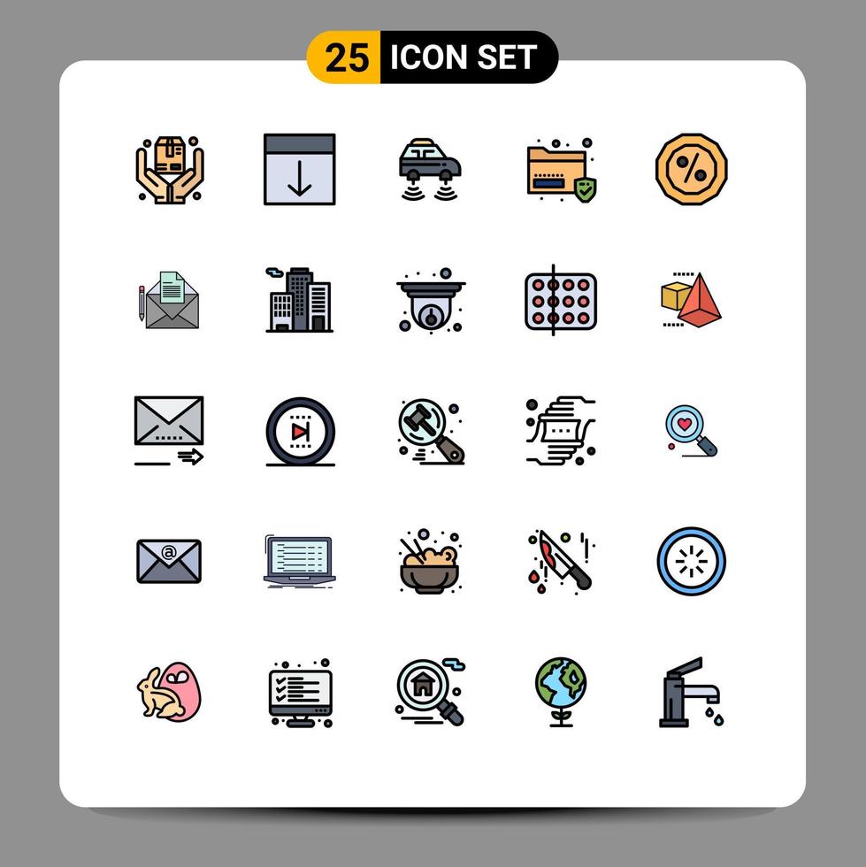 25 iconos creativos signos y símbolos modernos de datos de página de carpeta de seguridad elementos de diseño vectorial editables inteligentes vector
