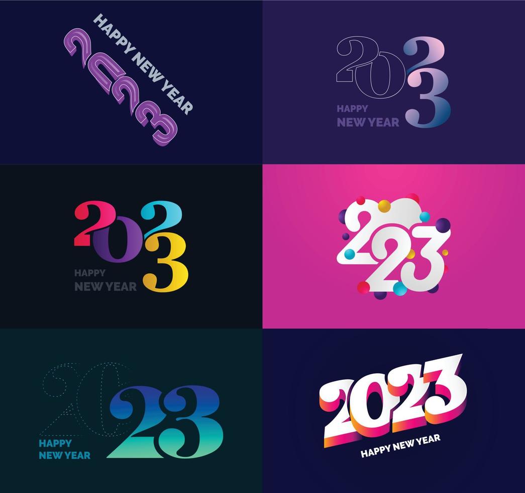 Big Set of 2023 Happy New Year logo text design 2023 number design template vector