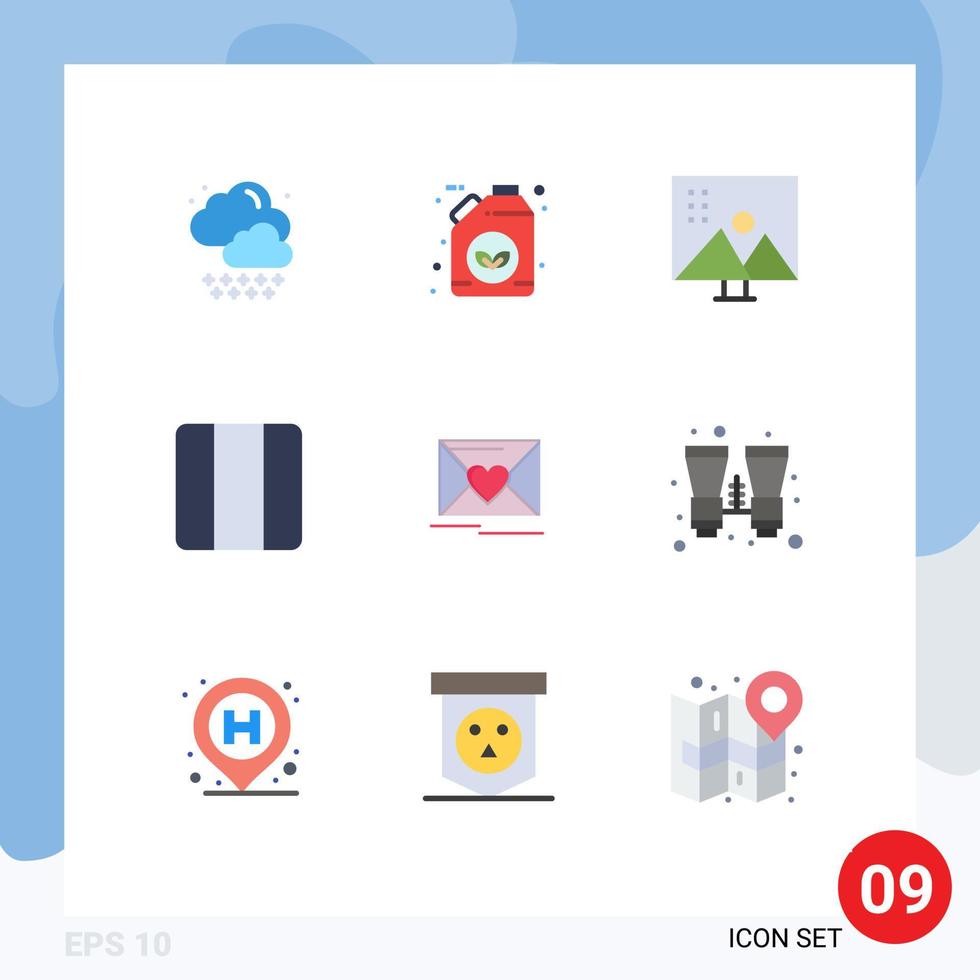 Group of 9 Modern Flat Colors Set for love layout image editing horizontal distribute Editable Vector Design Elements