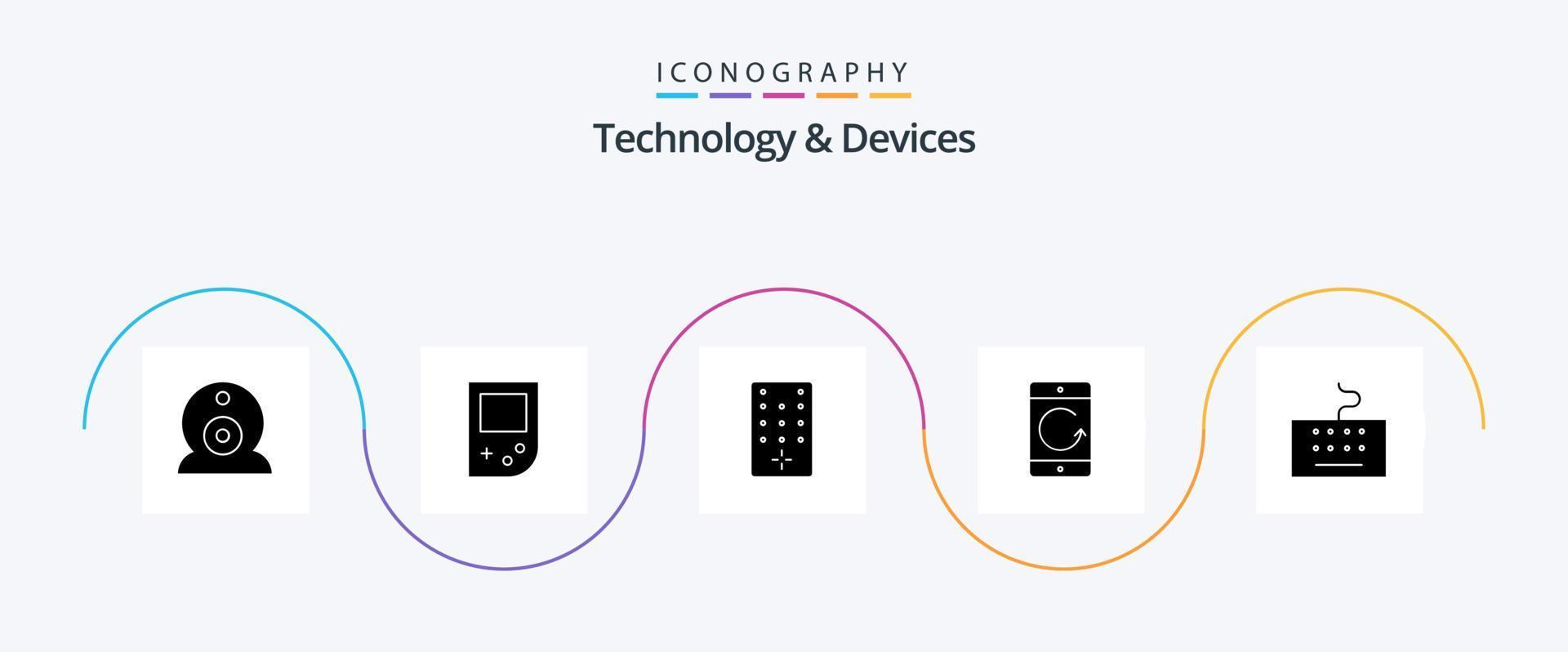 paquete de iconos de glifo 5 de dispositivos que incluye . teclado. televisor. hardware. dispositivos vector