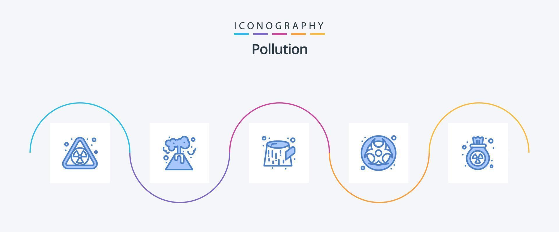 paquete de iconos de contaminación azul 5 que incluye . basura. desperdiciar. contaminación. desperdiciar vector