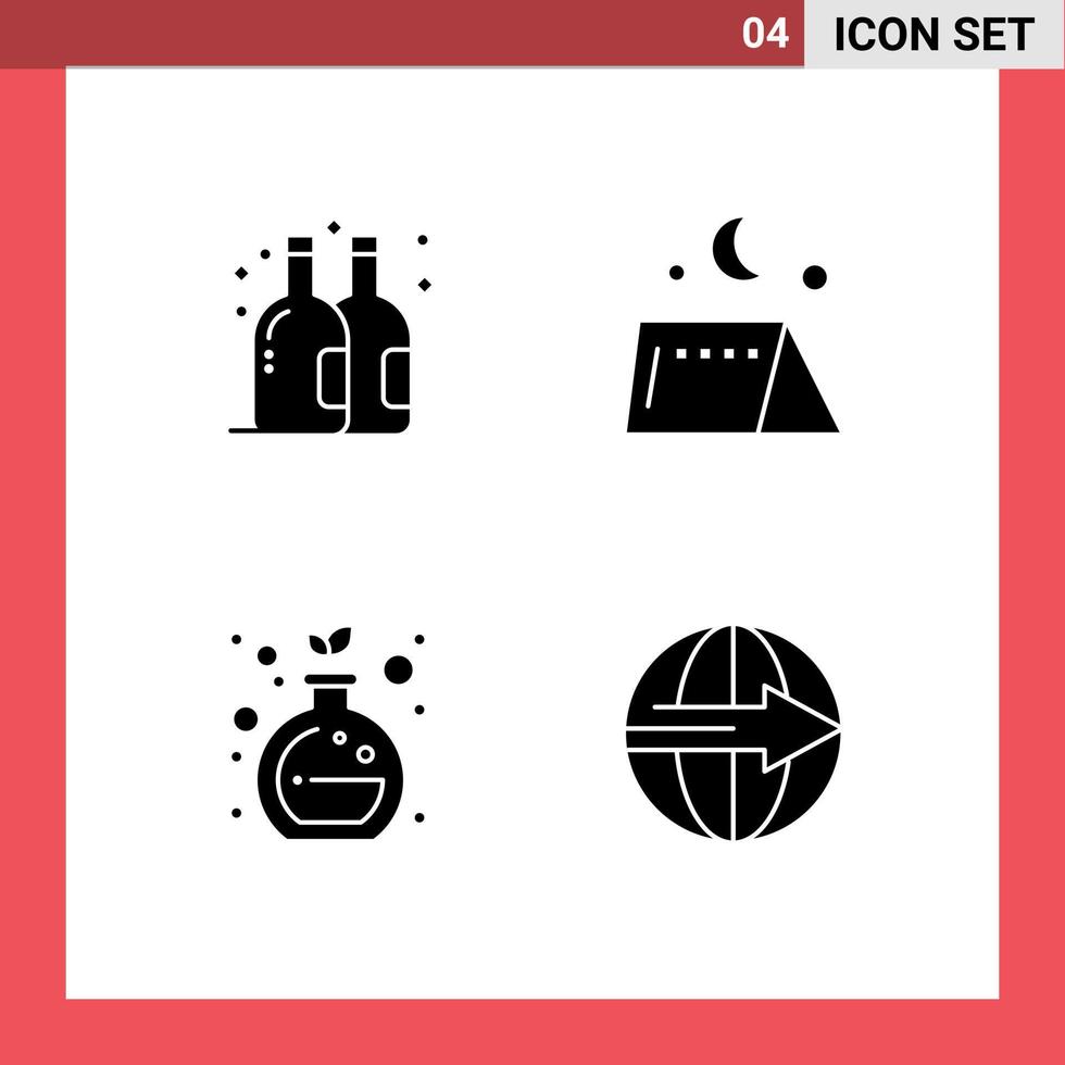 Solid Glyph Pack of Universal Symbols of beer green chemistry camping travel delivery Editable Vector Design Elements