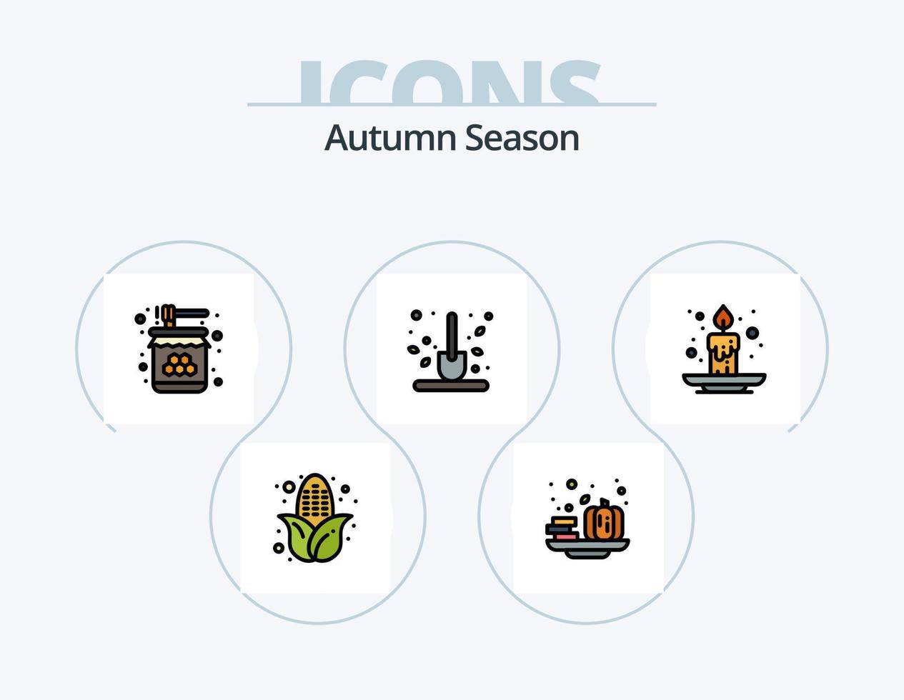 paquete de iconos llenos de línea de otoño 5 diseño de iconos. otoño. fruta. clima. caer. saludable vector