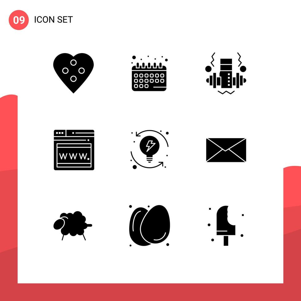 9 User Interface Solid Glyph Pack of modern Signs and Symbols of progression development schedule webpage seo Editable Vector Design Elements