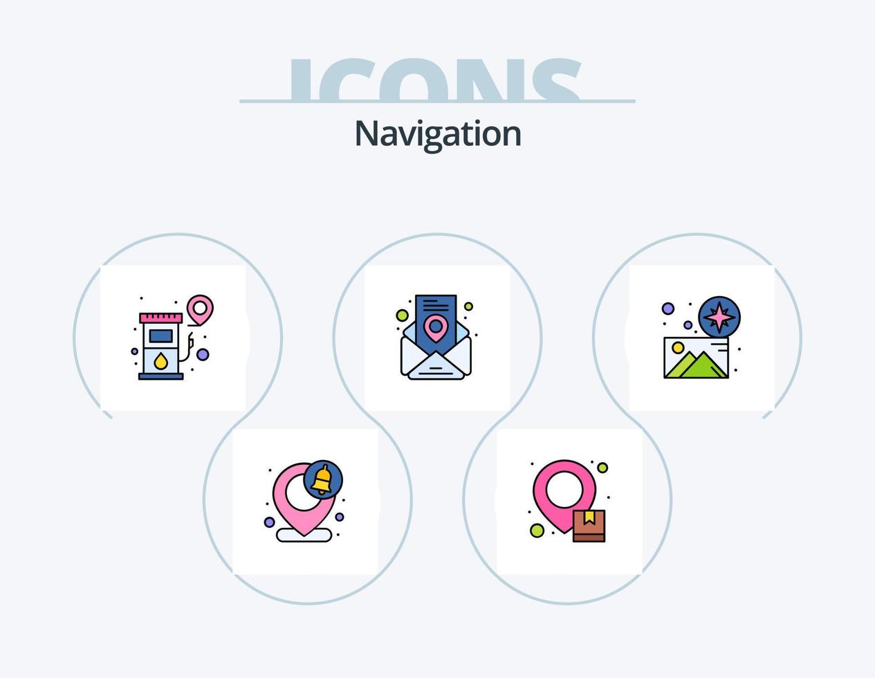 paquete de iconos llenos de línea de navegación 5 diseño de iconos. . ubicación. ubicación. destino. ubicación vector