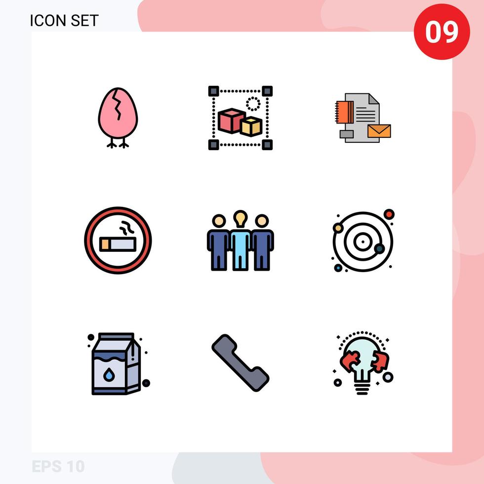Universal Icon Symbols Group of 9 Modern Filledline Flat Colors of coach lab branding cigarette identity Editable Vector Design Elements
