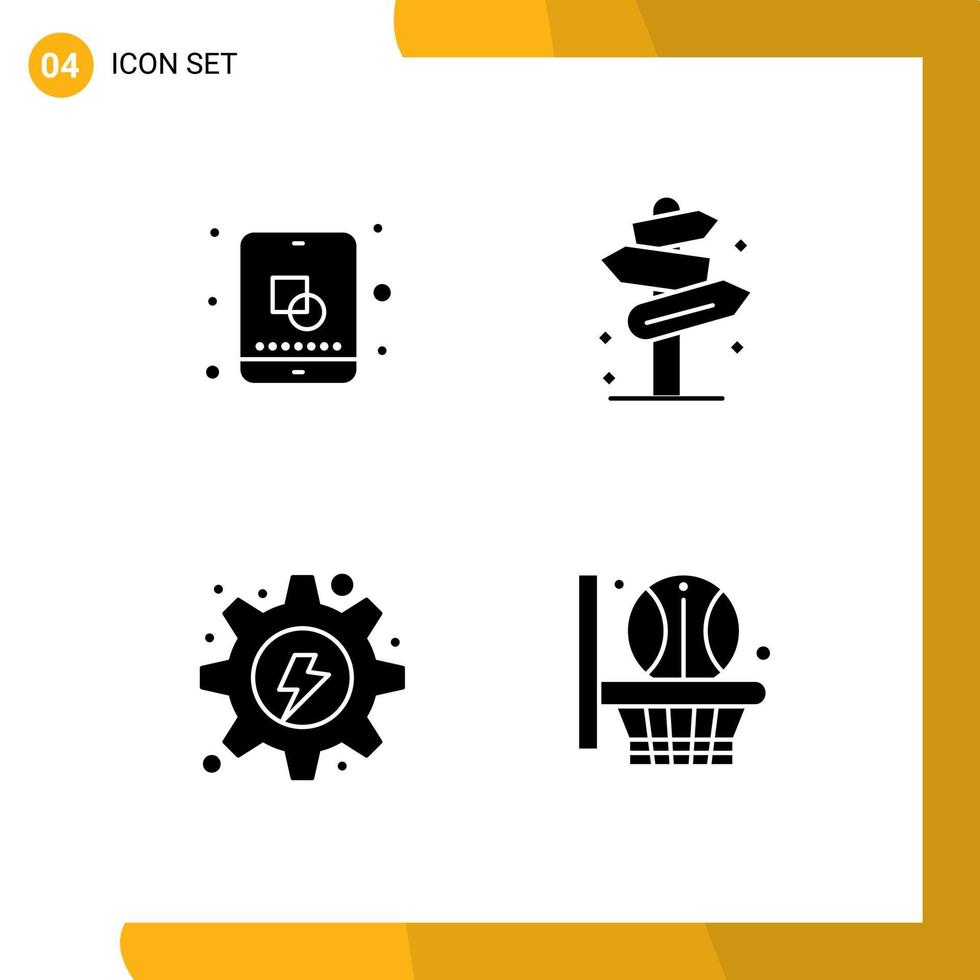 Group of 4 Solid Glyphs Signs and Symbols for design electrical creative post hydro Editable Vector Design Elements