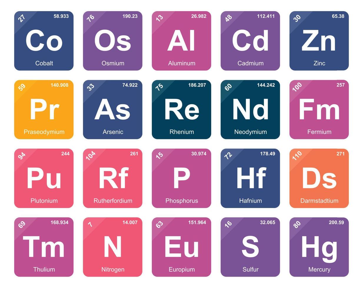 20 Preiodic table of the elements Icon Pack Design vector