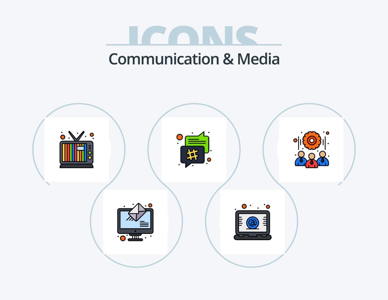 Communication And Media Line Filled Icon Pack 5 Icon Design. calendar. send. teamwork. online. news vector