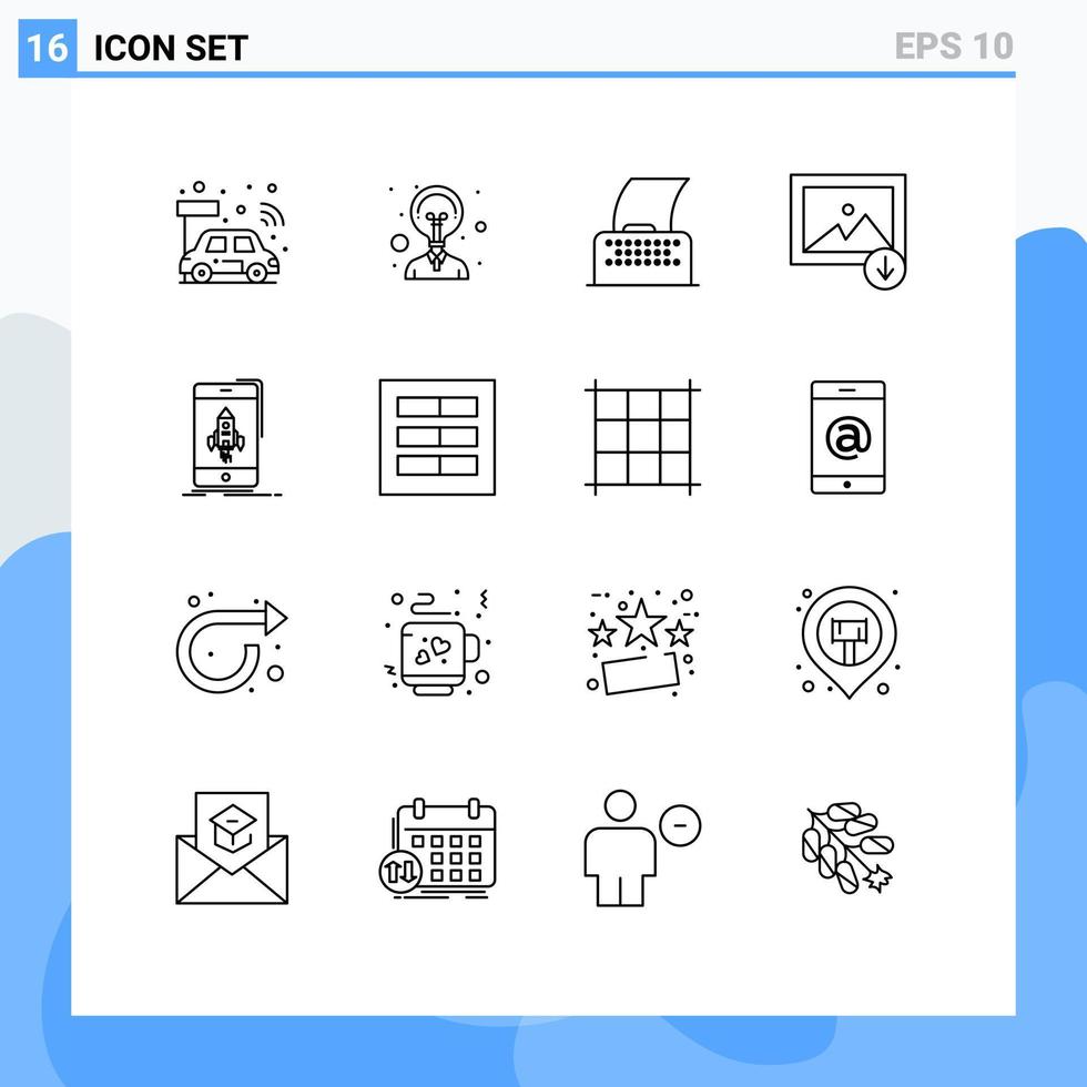 Modern Set of 16 Outlines Pictograph of mobile gaming paper game image Editable Vector Design Elements