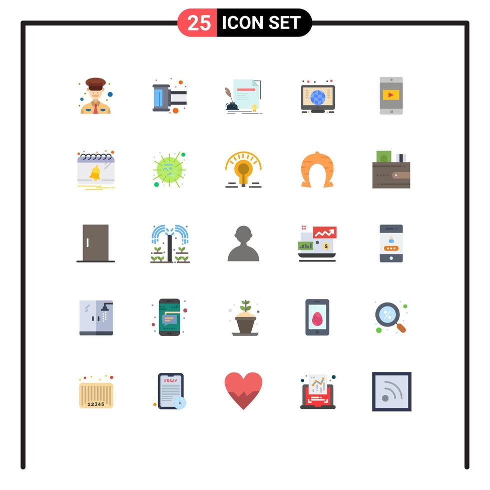 Modern Set of 25 Flat Colors and symbols such as mobile application application paper learning computer Editable Vector Design Elements