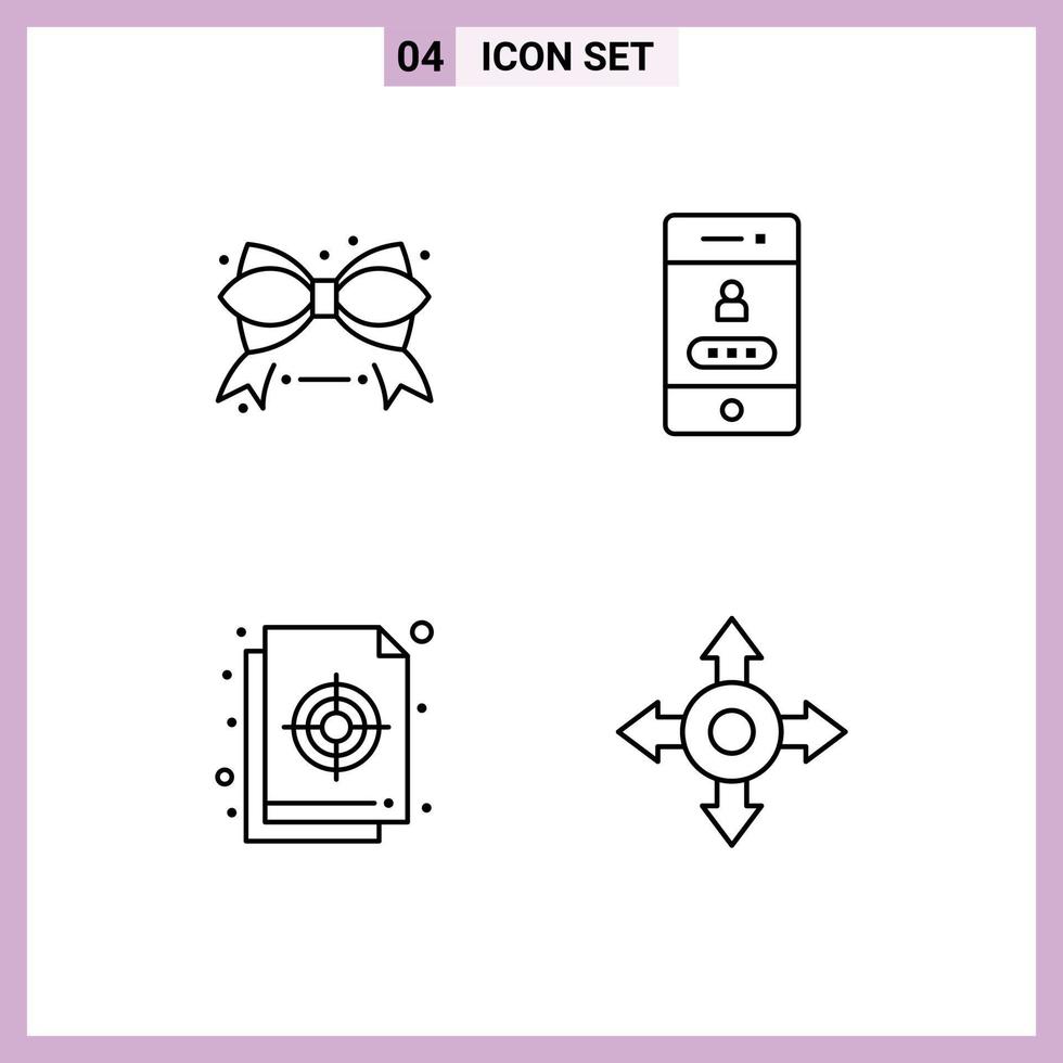 Universal Icon Symbols Group of 4 Modern Filledline Flat Colors of black friday colour sale password target Editable Vector Design Elements