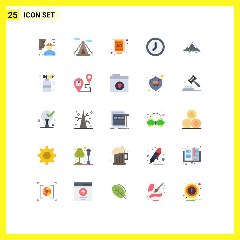 Group of 25 Modern Flat Colors Set for mission achievement ad user interface Editable Vector Design Elements