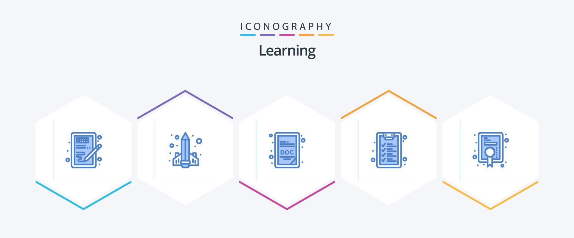 Learning 25 Blue icon pack including award. learning. learning. education. doc file vector